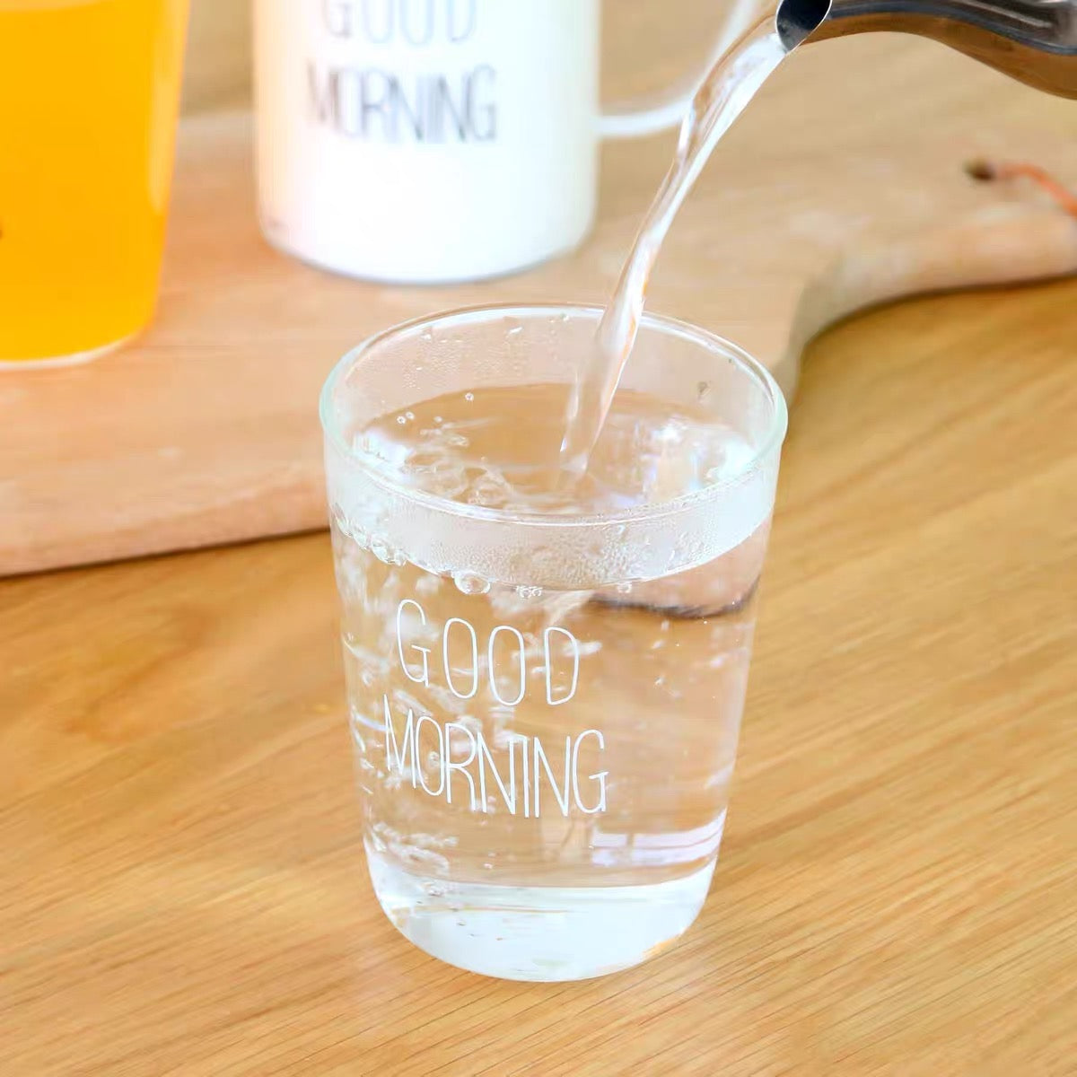 Cute Nordic Style Transparent Good Morning Glass Mug