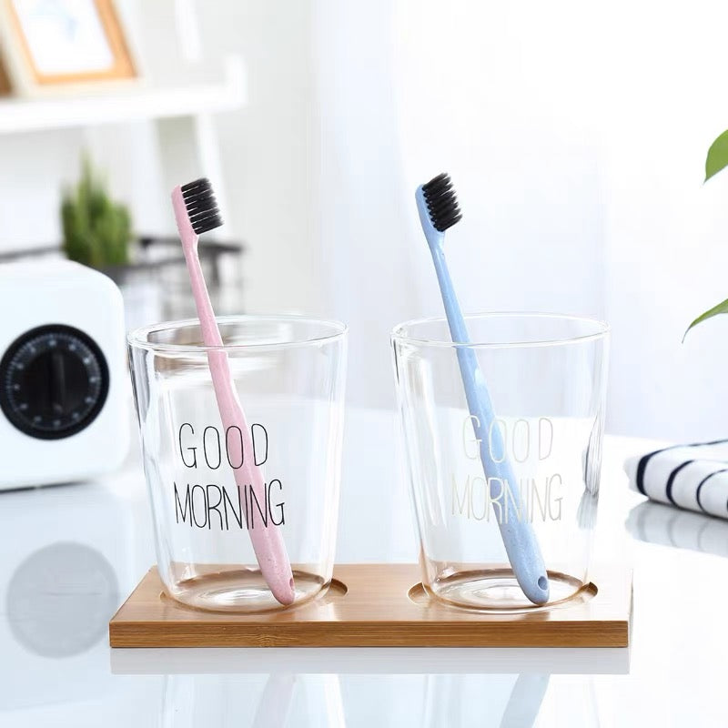 Cute Nordic Style Transparent Good Morning Glass Mug