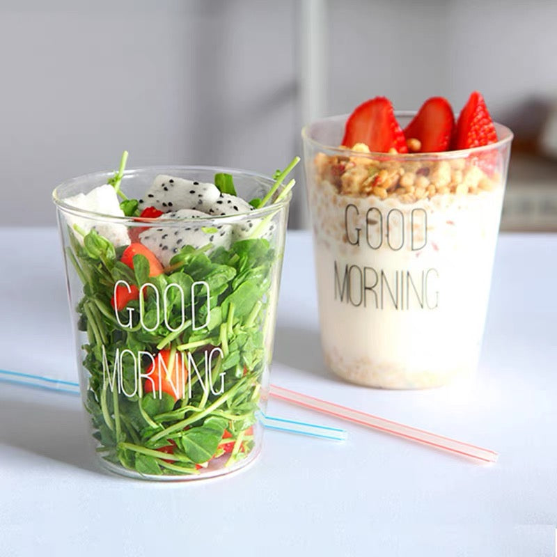 Cute Nordic Style Transparent Good Morning Glass Mug