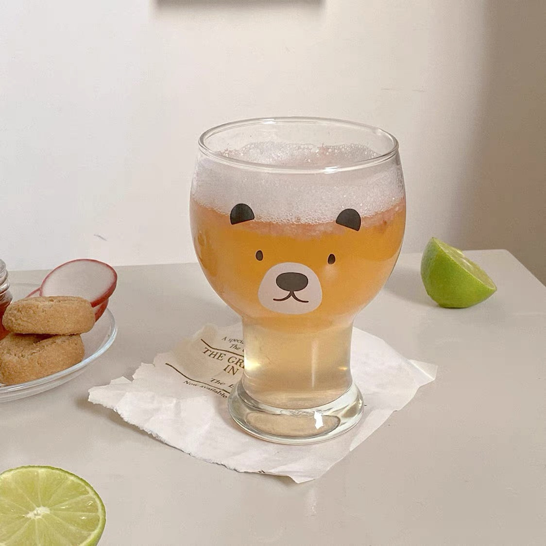 Cute Kawaii Teddy Bear Transparent Beer Glass