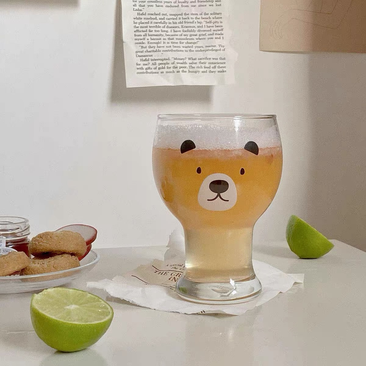Cute Kawaii Teddy Bear Transparent Beer Glass