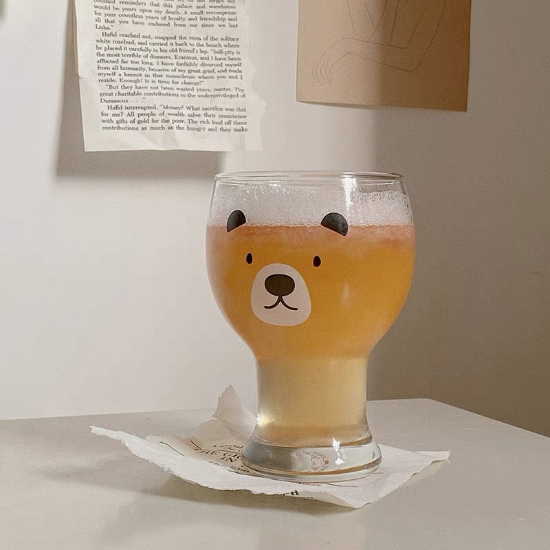 Cute Kawaii Teddy Bear Transparent Beer Glass