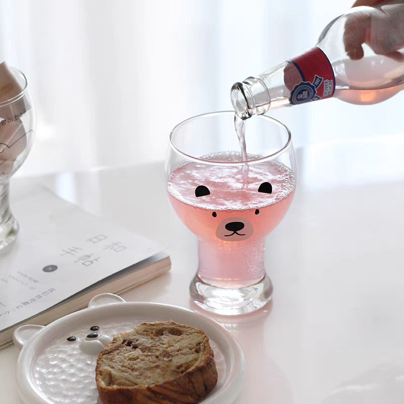 Cute Kawaii Teddy Bear Transparent Beer Glass