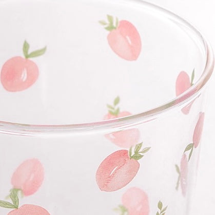 Cute Peachy Pink Print Transparent Glass Cup Mug