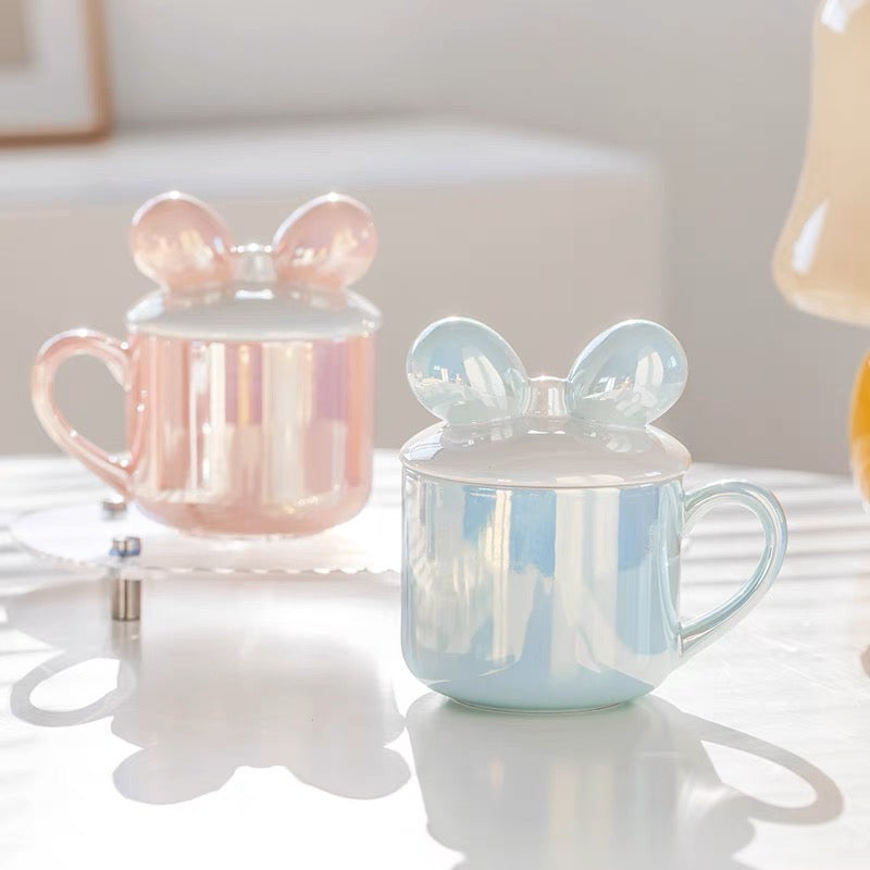 Cute Dreamy Pearl Ribbon Ceramic Mug Cup