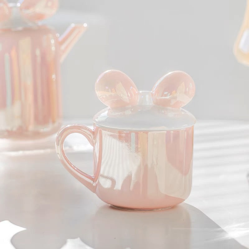 Cute Dreamy Pearl Ribbon Ceramic Mug Cup