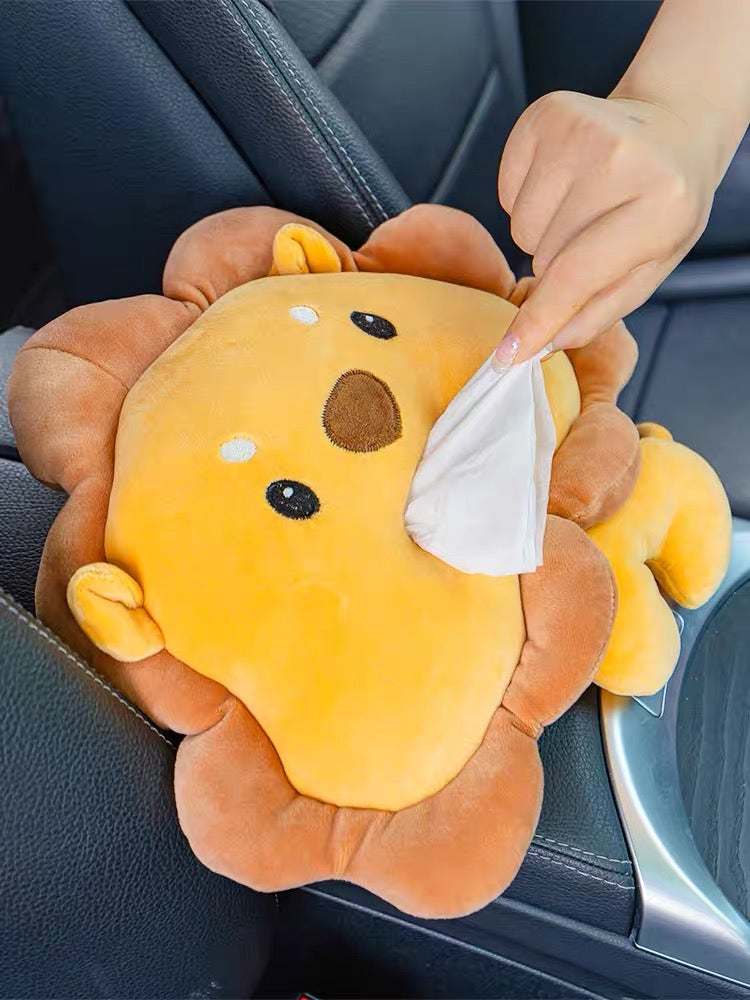 Cute Bear & Crab Style Soft Plush Car Tissue Box Holder