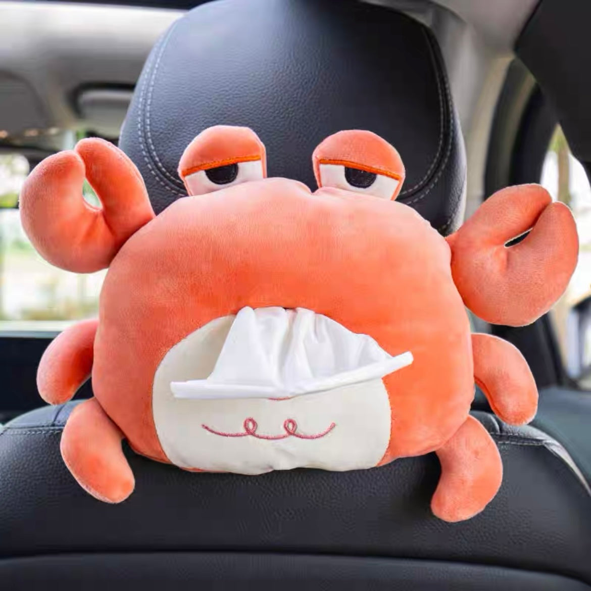 Cute Bear & Crab Style Soft Plush Car Tissue Box Holder