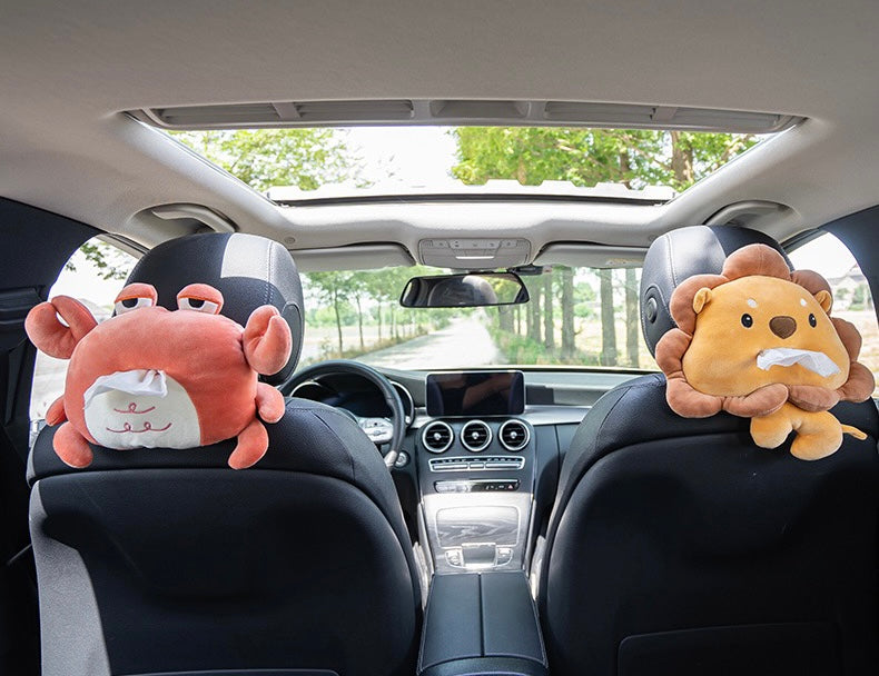 Cute Bear & Crab Style Soft Plush Car Tissue Box Holder