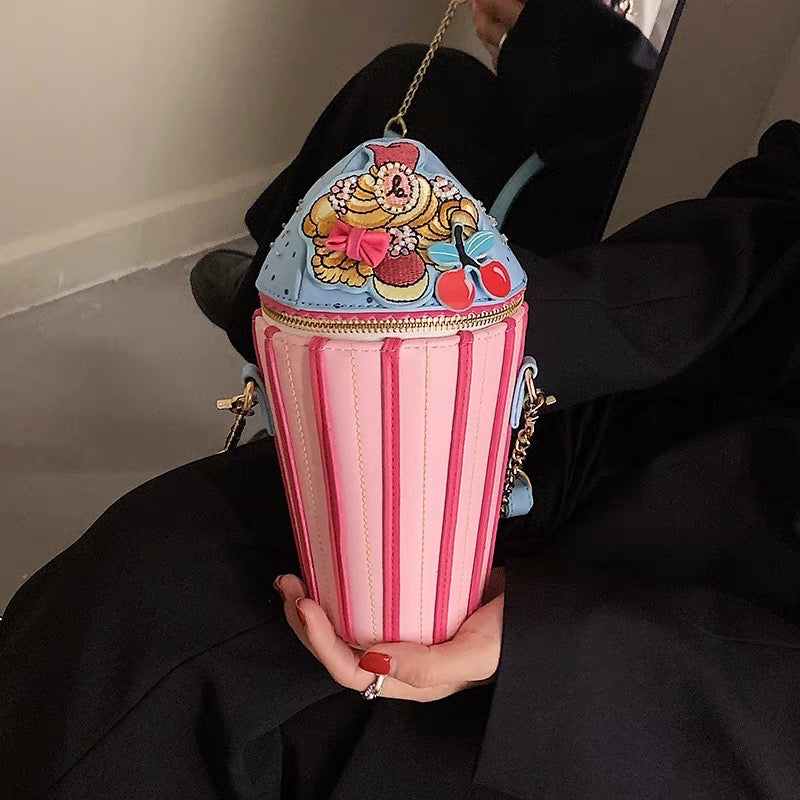 Cute 3D Colourful Sweet Ice Cream Cup Cross Body Bag