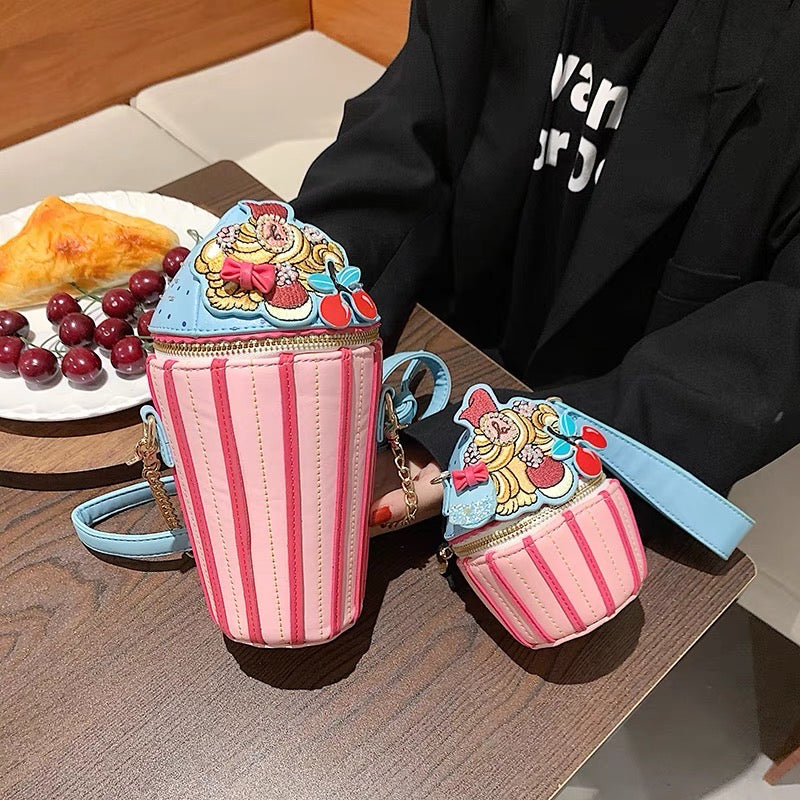 Cute 3D Colourful Sweet Ice Cream Cup Cross Body Bag