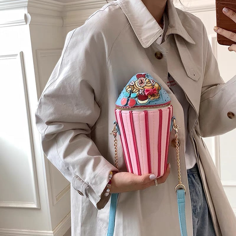 Cute 3D Colourful Sweet Ice Cream Cup Cross Body Bag