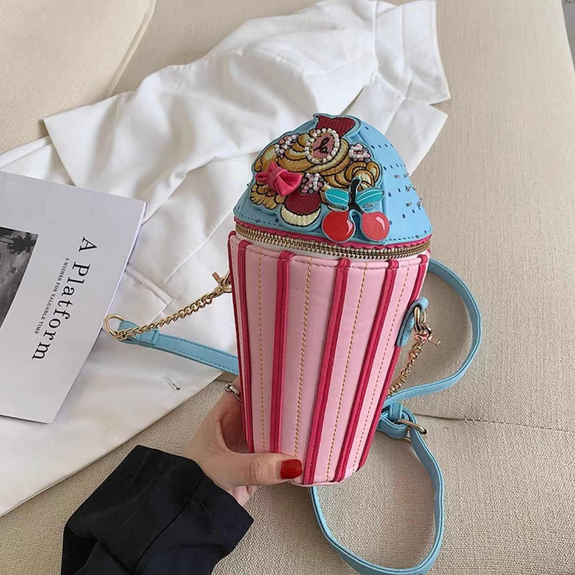 Cute 3D Colourful Sweet Ice Cream Cup Cross Body Bag