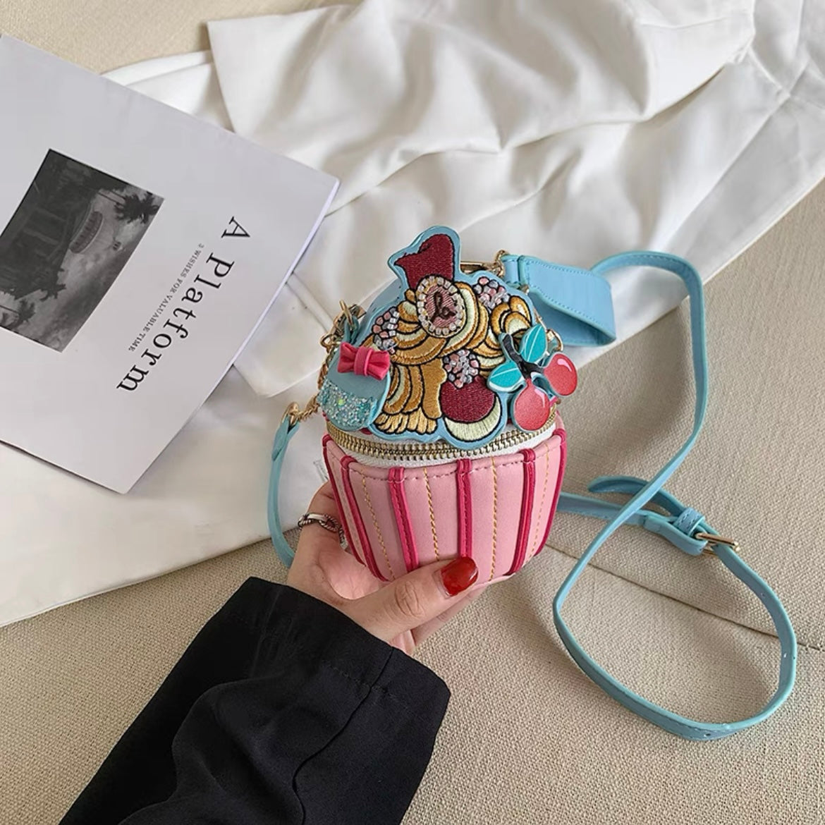 Cute 3D Colourful Sweet Ice Cream Cup Cross Body Bag