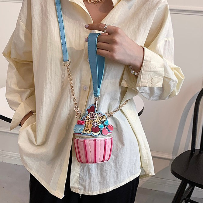 Cute 3D Colourful Sweet Ice Cream Cup Cross Body Bag