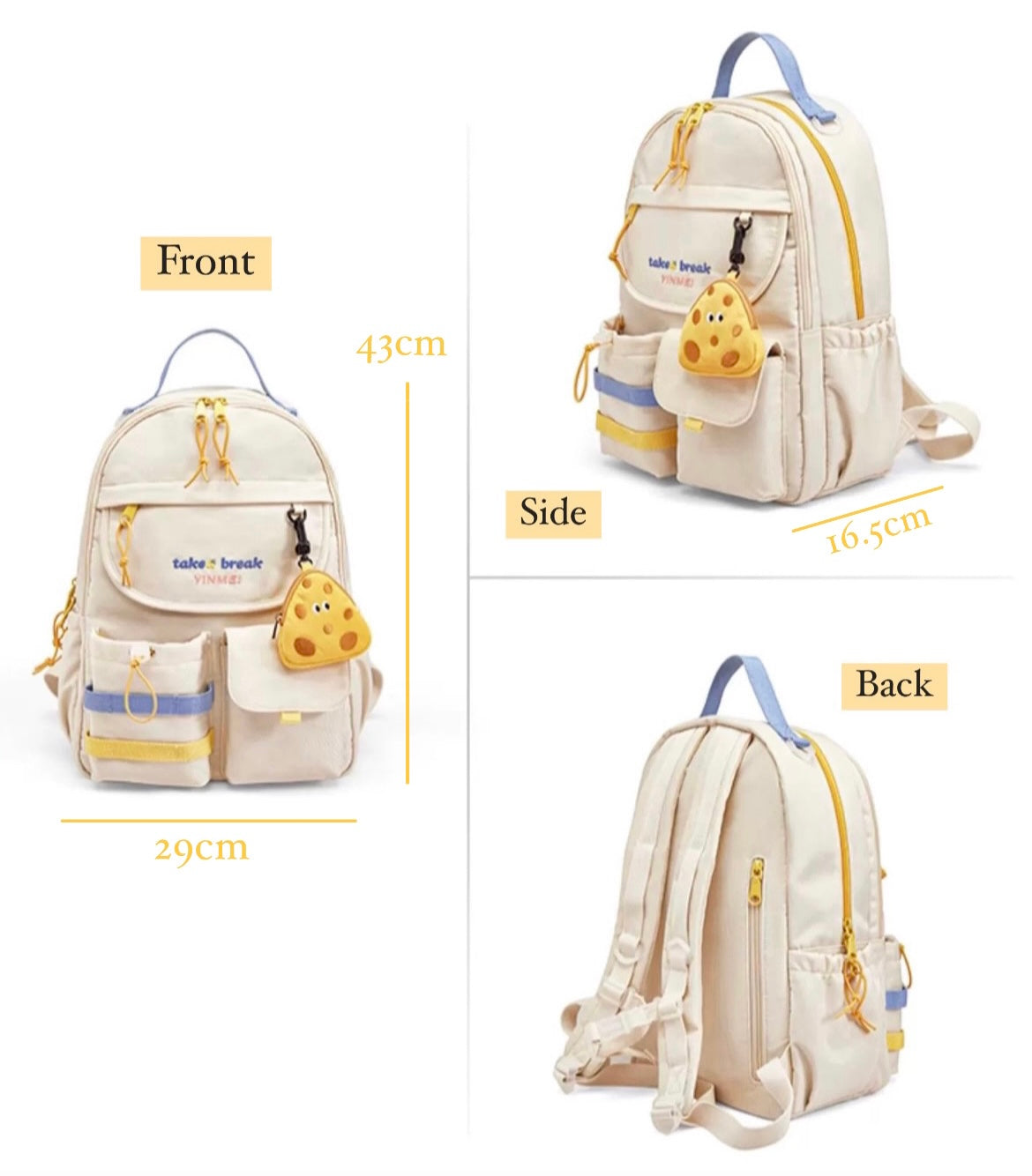 back to school laptop backpack Cute Back to School Cheesy Multi-Layer Laptop Backpack