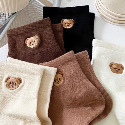 Cute Soft Teddy Bear Short Ankle Sock Set