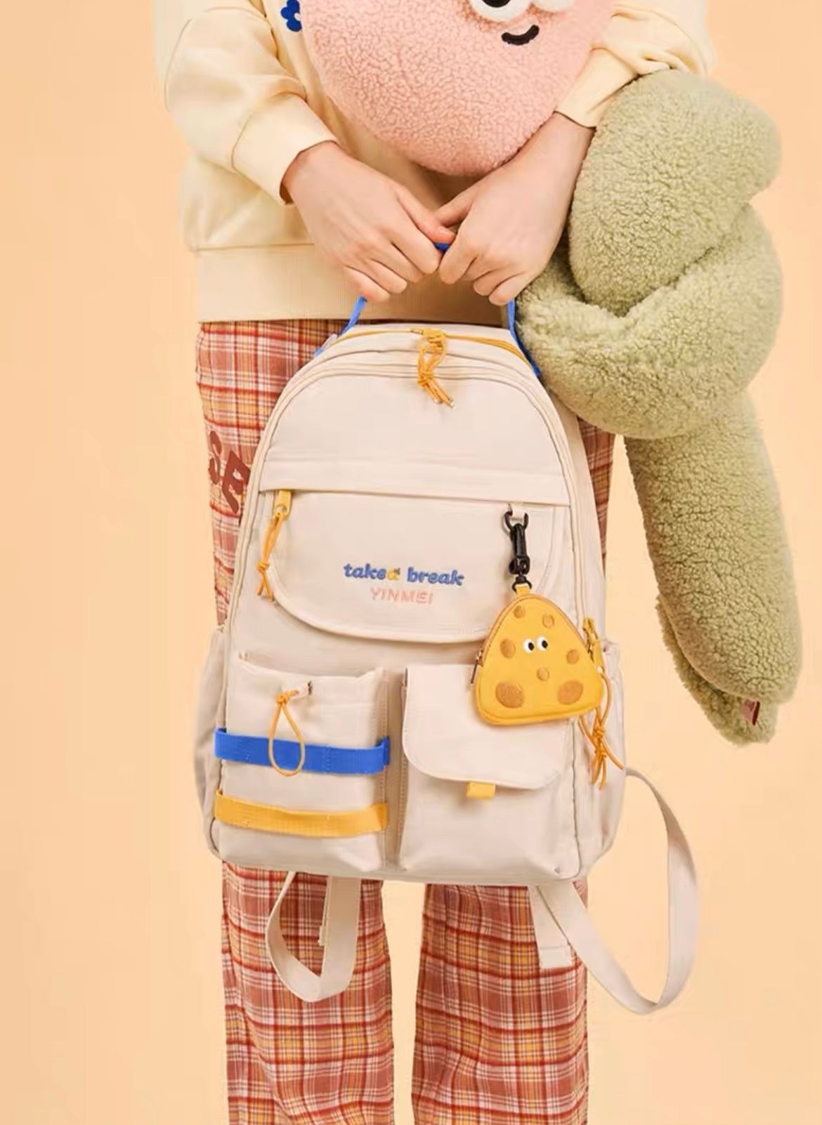 aesthetic laptop backpack Cute Back to School Cheesy Multi-Layer Laptop Backpack