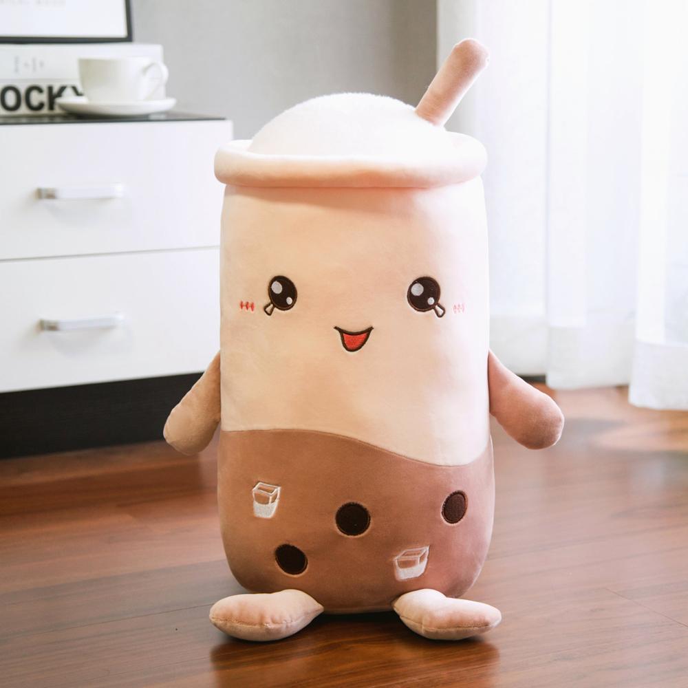 Plush Pearl Milk Tea Plush Toy Stuffed Soft Back Cushion White 24cm