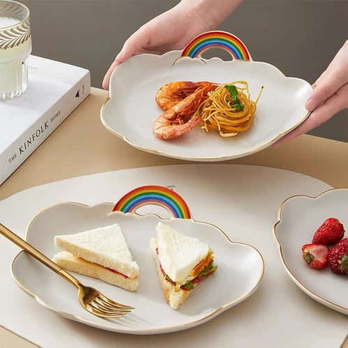 Cute Dreamy Cloud & Rainbow Plate & Bowl Set - Peachymart