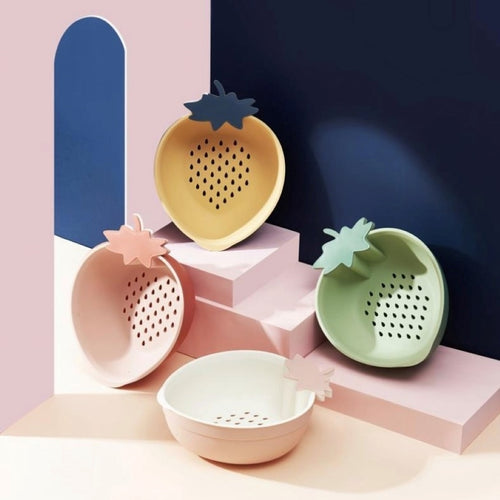 Cute Strawberry Shaped Kitchen Colander Drain Basket - Peachymart