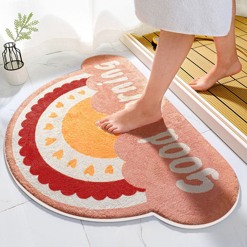 Cute Colourful Rainbow Curvy Door Entrance & Bathroom Mat - Peachymart