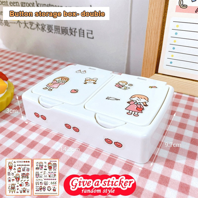 Cute Kawaii Push Button Desktop Mini Storage Organizer Box with