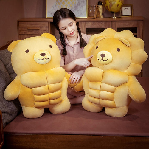 Cute 6 Packs Muscular Bear & Lion & Pig Soft Plush Doll Toy - Peachymart