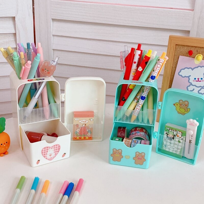 Kawaii Rotating Cute Sticker Stationery and Pen Organiser Holder -  Peachymart