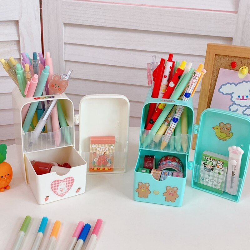 Cute Kawaii Mini Fridge Style Stationery & Pen Storage Holder - Peachymart