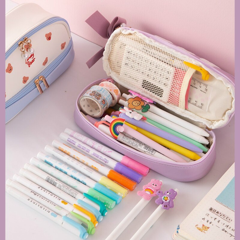 Pencil Case School Supplies Cute Pencil Case Large Capacity Pencil Case  Cute Pencil Case Kawaii(pink Strawberry Girl)