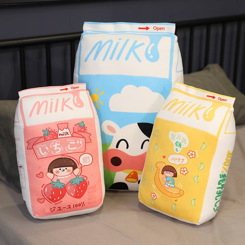 Cute Kawaii Fruity Milk Cartons Cushion Plush Toys - Peachymart