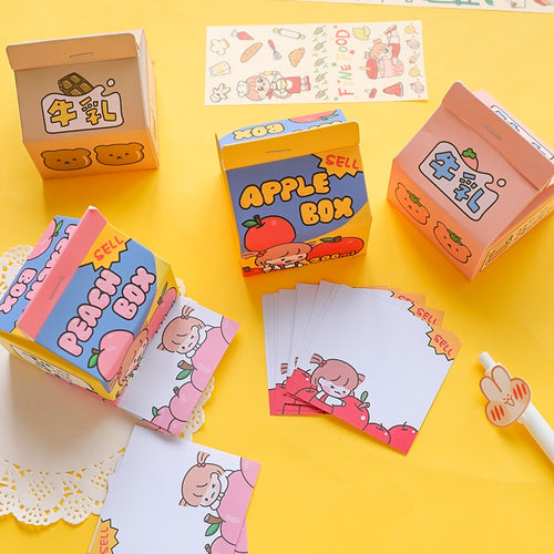 Kawaii Milk Carton Korean Style Memo Writing Pad - Peachymart