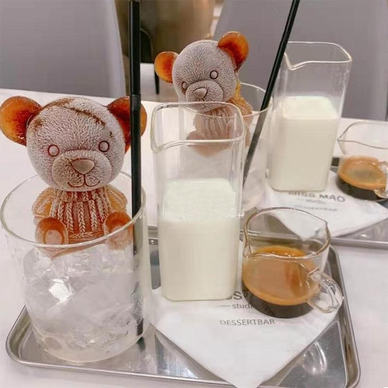 Cute Kawaii Bear Cartoon Water Glass Cup with Straw & Lid - Peachymart