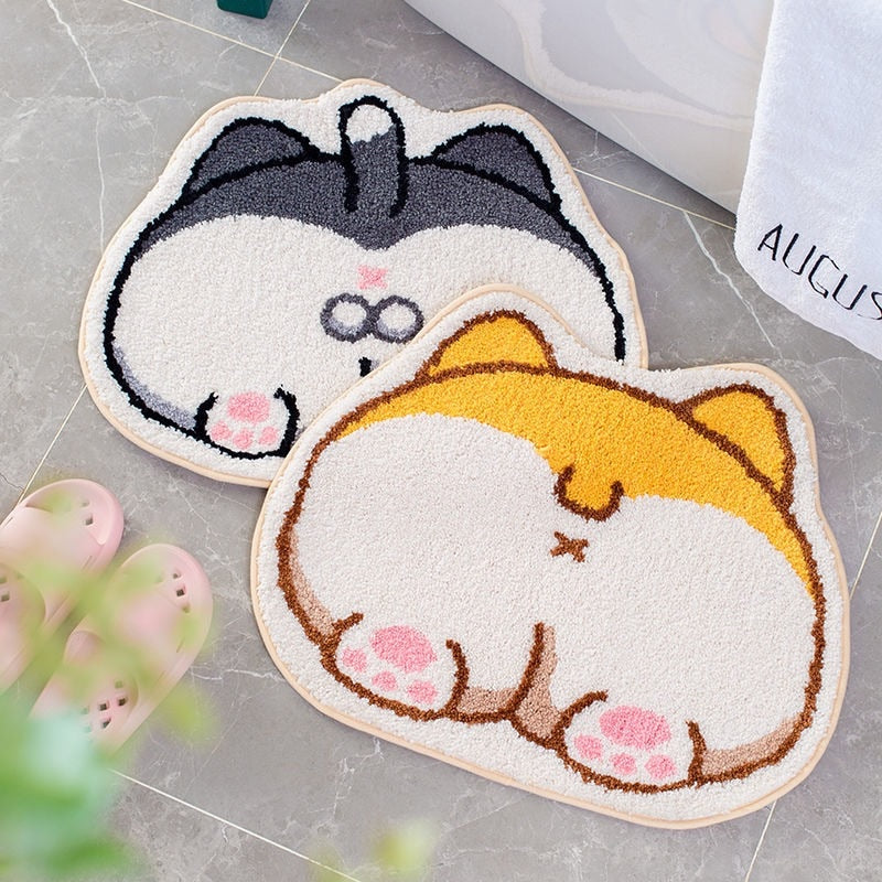 Kawaii Welcome Floor Mats Animal Cat Printed Bathroom Kitchen