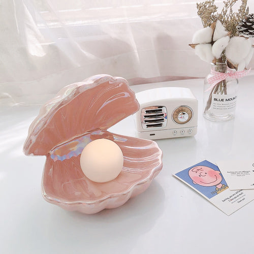 Cute Mermaid Style Fairy Shell Pearl Night Light - Peachymart