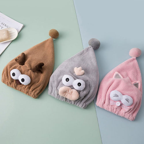 Cute Cartoon Novelty Fun Animal Shower Hair Cap Bonnet - Peachymart