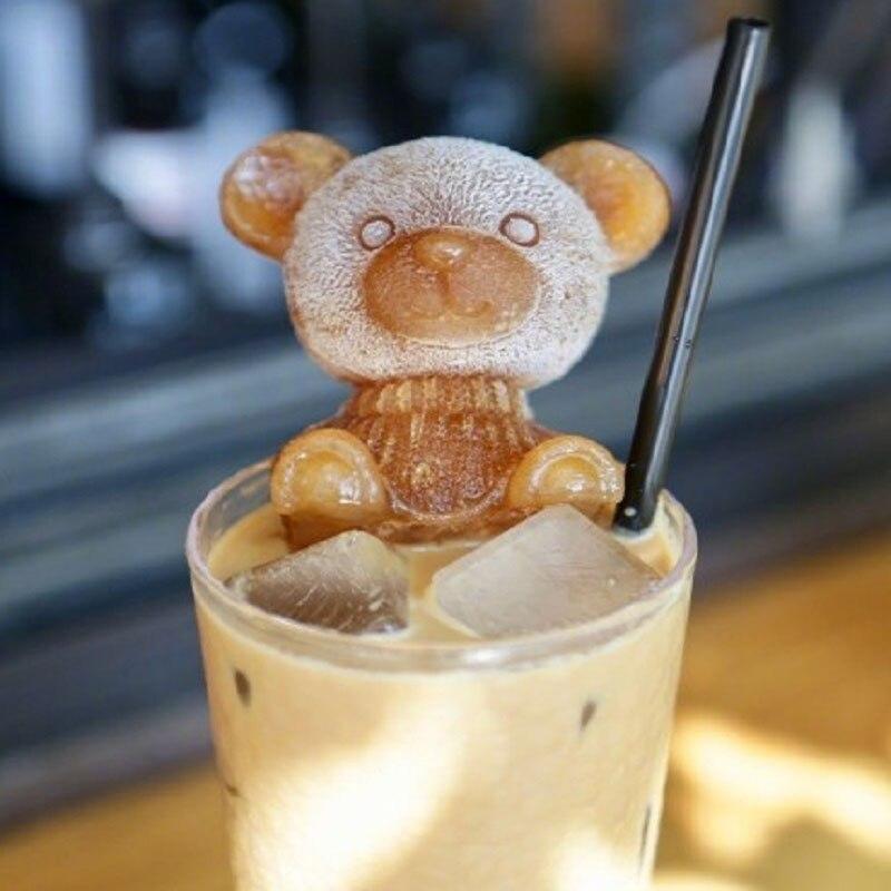 3D Teddy Bear Silicone Mold For Chocolate Ice Cube Making Molds Bow-knot  Bear Ice For