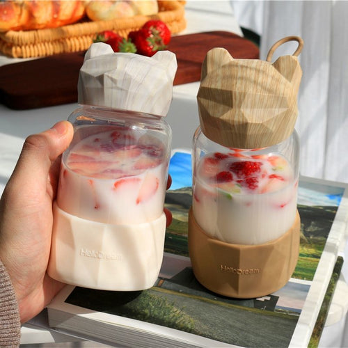 Cute Bear Style Transparent Portable Water Bottle - Peachymart