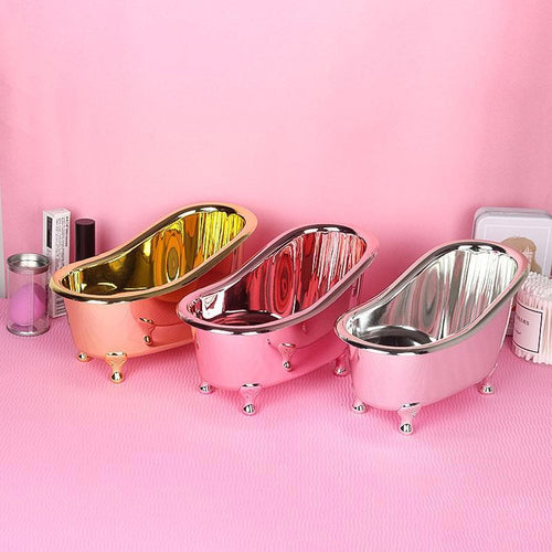 Shiny Mini Bathtub Desktop Jewelry Cosmetic Storage Box Case - Peachymart