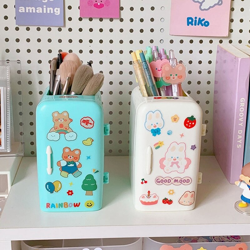 Cute Kawaii Mini Fridge Style Stationery & Pen Storage Holder