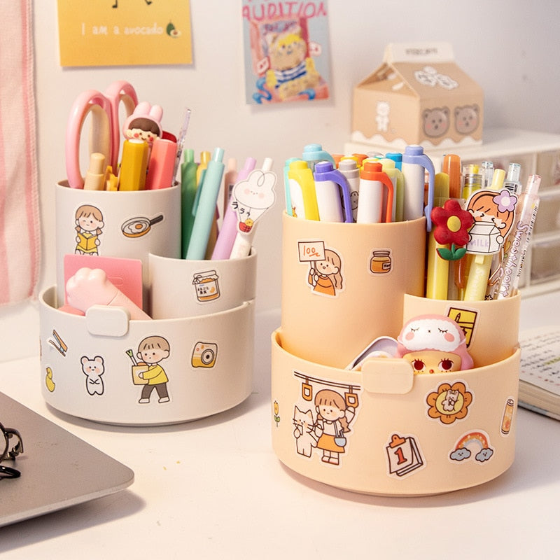 Kawaii Rotating Cute Sticker Stationery and Pen Organiser Holder