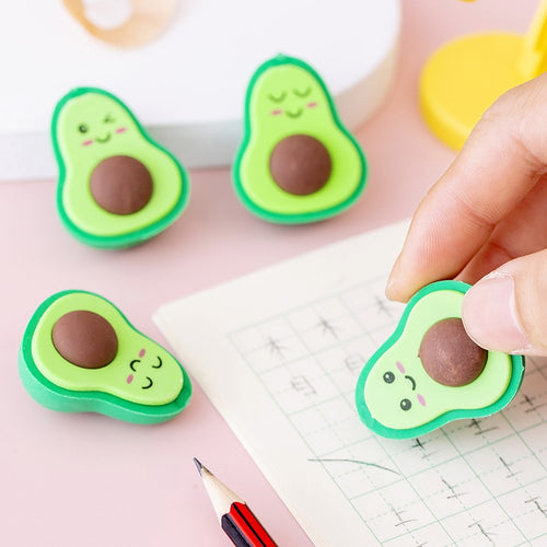 Cute Kawaii Mini 3D Avocado Stationery Rubber Eraser - Peachymart