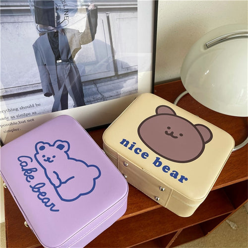 Cute Bear Cartoon Cosmetic Make Up Travel Toiletry Bag - Peachymart