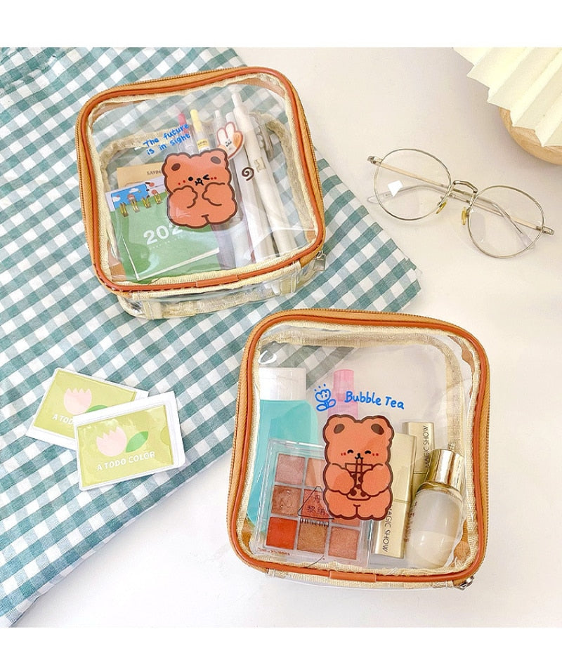 cute travel toiletry bags Cute Mini Bear & Bunny Portable Transparent Travel Toiletry Bag