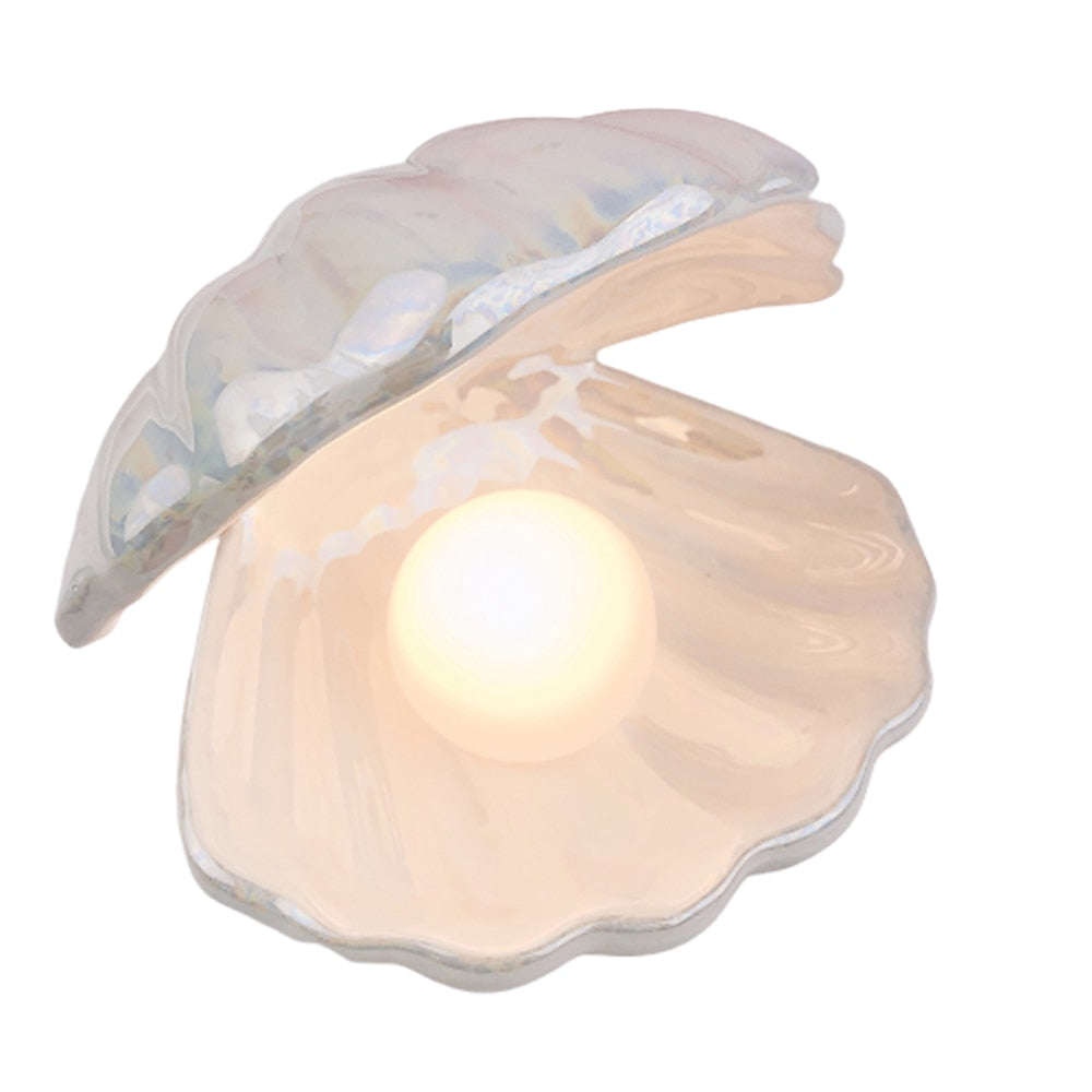 Cute Mermaid Style Fairy Shell Pearl Night Light Peachymart