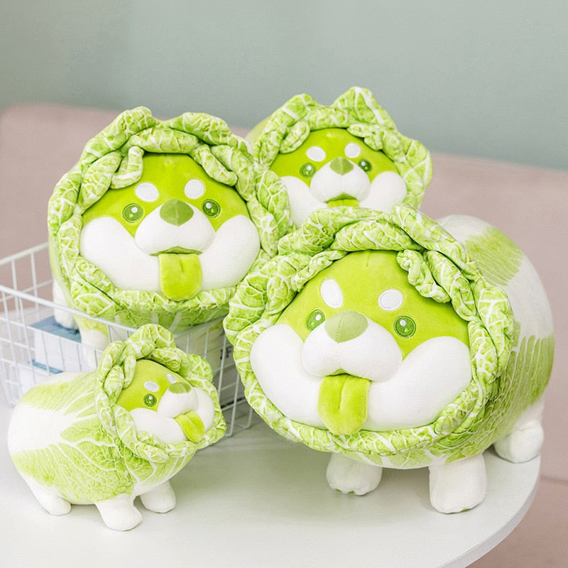 Cute Vegetable Fairy Plush Toy Japanese Cabbage Dog Fluffy Stuffed Animals  Dog Soft Doll Shiba Inu Pillow Baby Kids Toys Gift