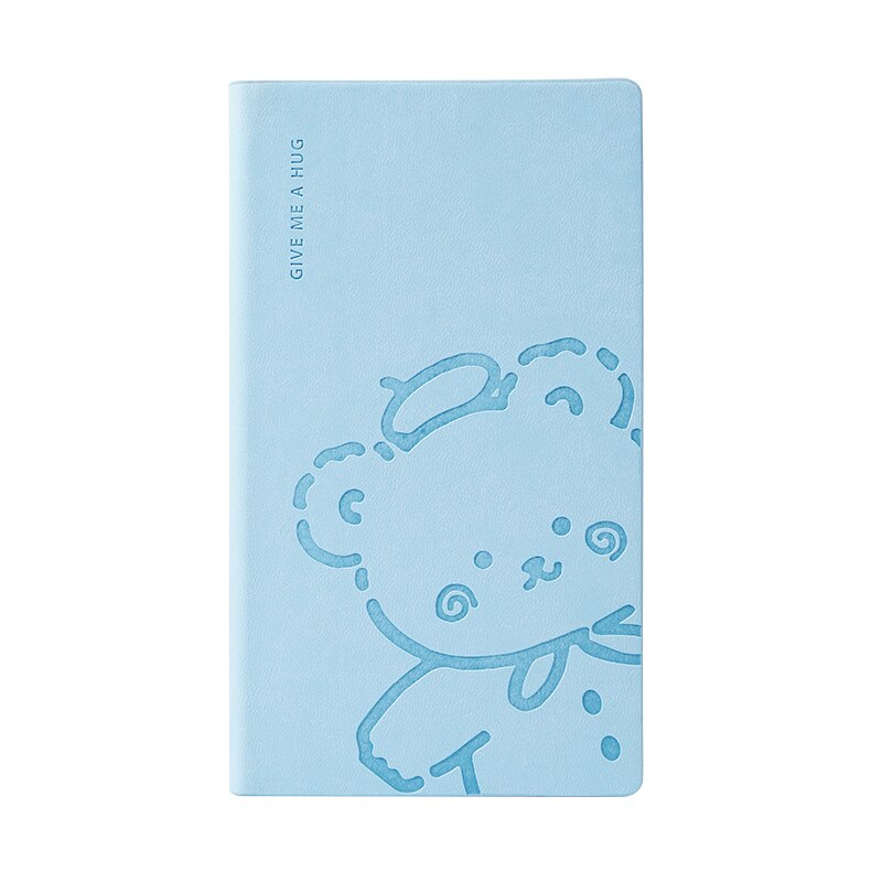 Student Cute Cartoon Cat of Air Pattern Notebook Japanese Sketchbook with  Gold Plated Leather Cover Journal Diary Notepad (dark blue) 