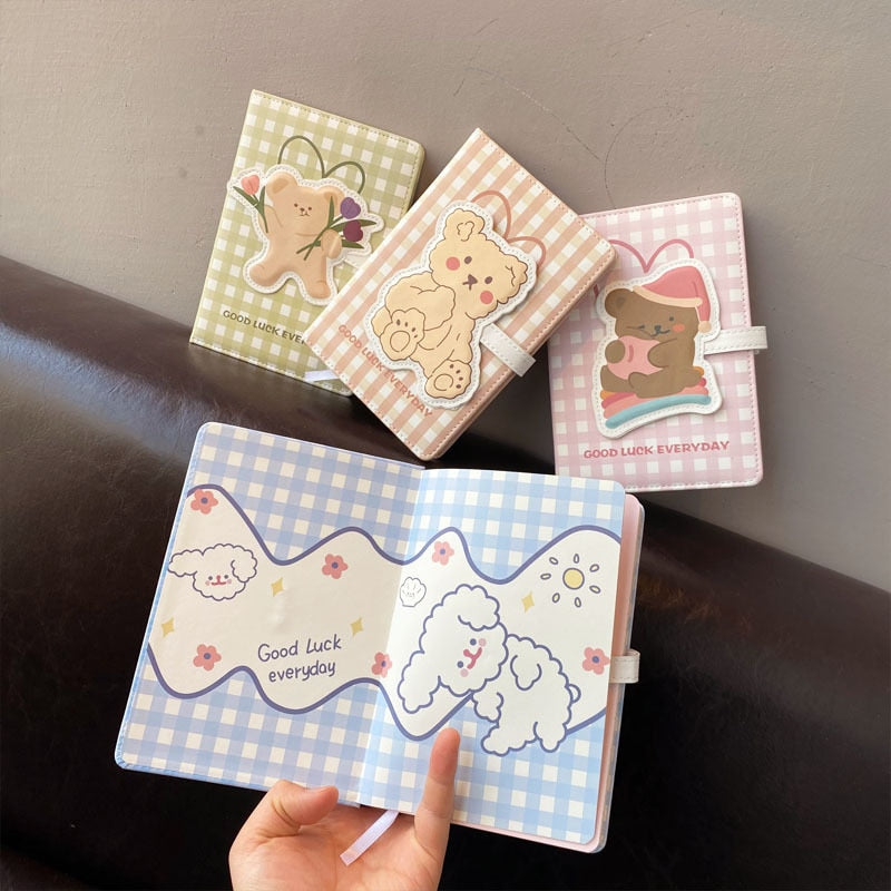 Cute Kawaii Bear & Bunny Leather Flap Journal Diary Planner Notebook -  Peachymart