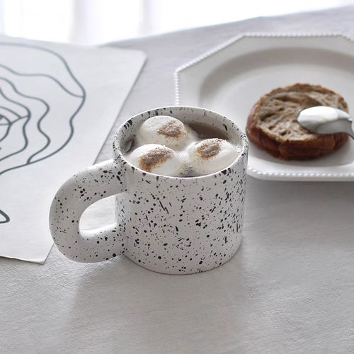 Cute Korean Style Chubby Handle Paint Ceramic Coffee Cup Mug - Peachymart